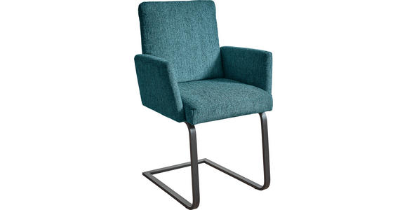ARMLEHNSTUHL in Stahl Chenille - Schwarz/Hellblau, Design, Textil/Metall (56/92/60cm) - Dieter Knoll