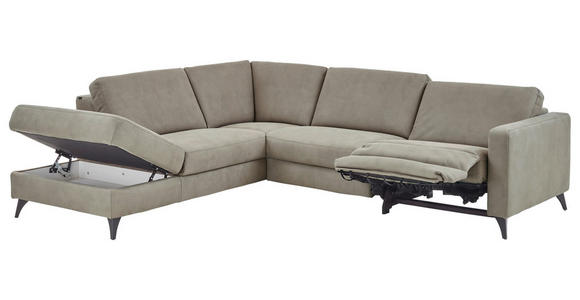 ECKSOFA Dieter Knoll Beigebraun Mikrofaser  - Beigebraun/Schwarz, Design, Textil/Metall (238/269cm) - Dieter Knoll