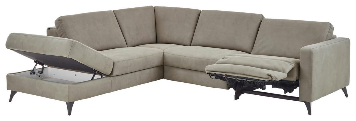 ECKSOFA Dieter Knoll Beigebraun Mikrofaser  - Beigebraun/Schwarz, Design, Textil/Metall (238/269cm) - Dieter Knoll