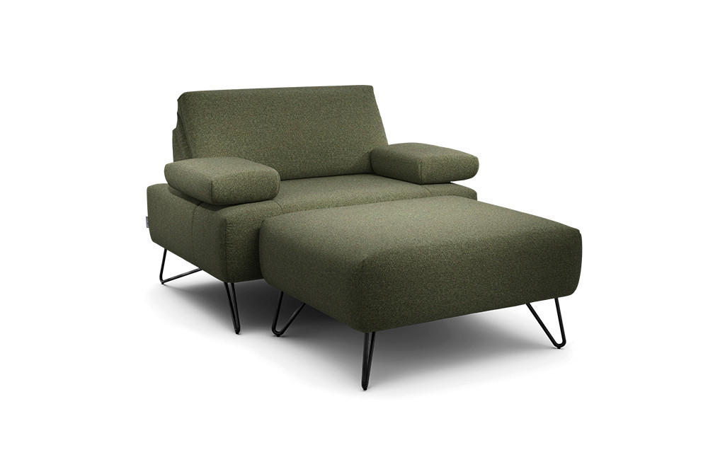 SESSELSET in Chenille Waldgrün  - Waldgrün/Schwarz, Design, Textil/Metall (114-142/85/86-94cm) - SENSOO