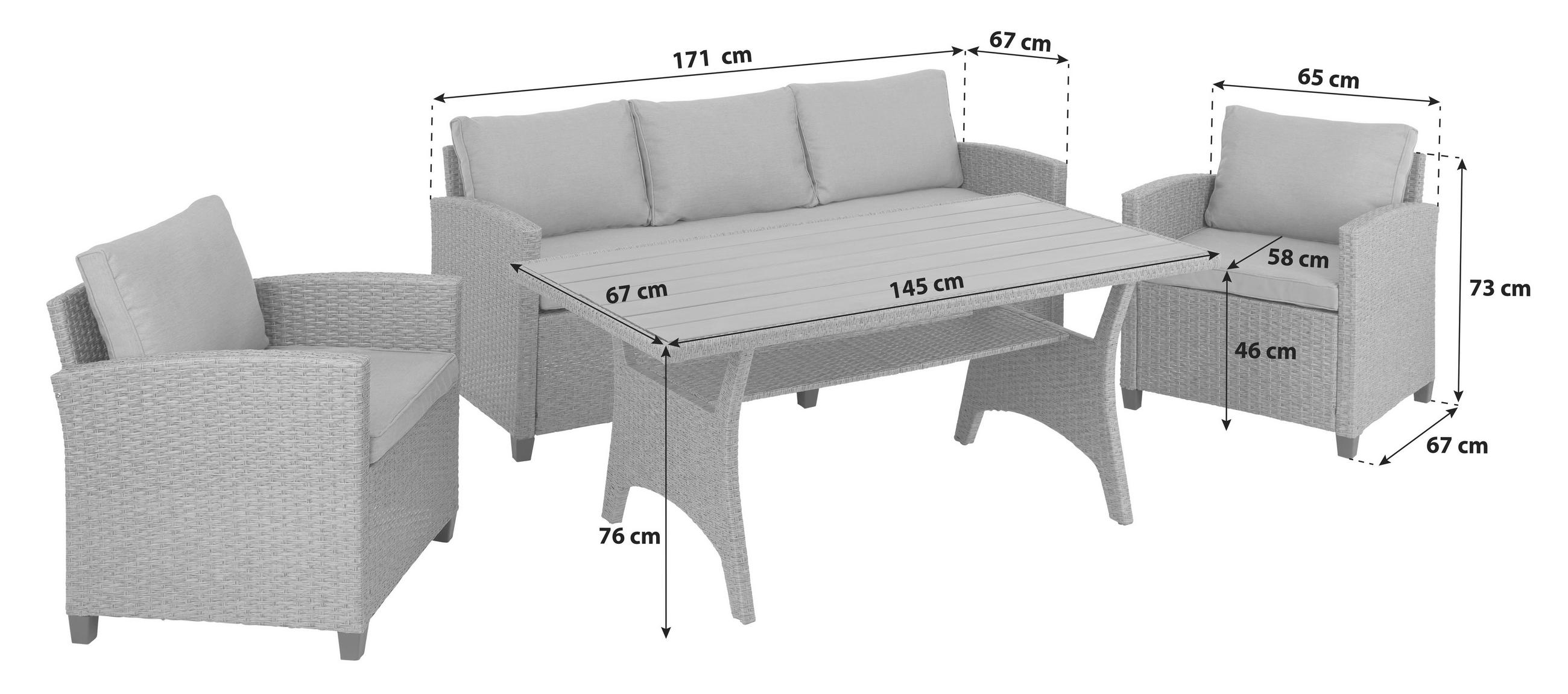 LOUNGEGARNITUR Stahl  - Braun/Grau, MODERN, Kunststoff/Textil - Ambia Garden