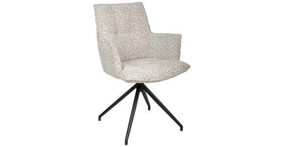 ARMLEHNSTUHL  Stoffauswahl, Sitzfläche 360° drehbar, automatische Rückholfunktion Jacquard  - Taupe/Beige, Design, Textil/Metall (59/89.5/63cm) - Novel