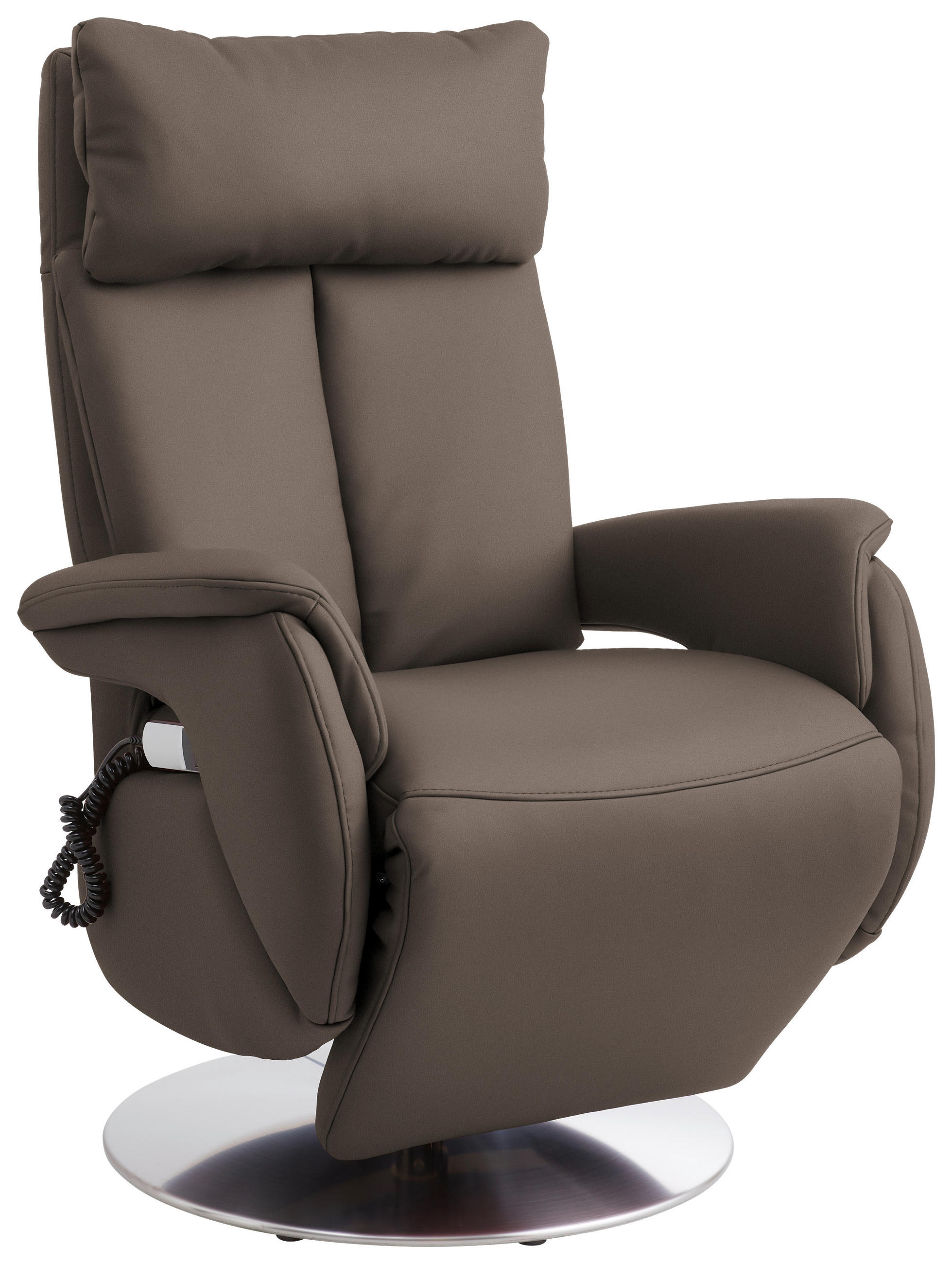 RELAXSESSEL in Leder Graubraun  - Edelstahlfarben/Graubraun, KONVENTIONELL, Leder/Metall (78/110/81cm) - Cantus