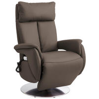 RELAXSESSEL in Leder Graubraun  - Edelstahlfarben/Graubraun, Konventionell, Leder/Metall (78/110/81cm) - Cantus