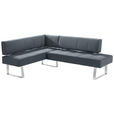 ECKBANK 165/227 cm  in Grau, Edelstahlfarben  - Edelstahlfarben/Grau, Design, Textil/Metall (165/227cm) - Moderano