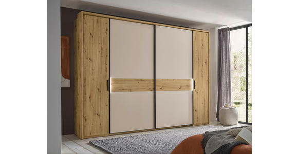 KOMBISCHRANK 312/225/61 cm 4-türig  - Kaschmir/Schwarz, Design, Holzwerkstoff/Metall (312/225/61cm) - Xora