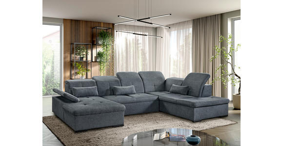 WOHNLANDSCHAFT Dunkelgrau Chenille  - Dunkelgrau/Grau, KONVENTIONELL, Kunststoff/Textil (240/340/188cm) - Carryhome