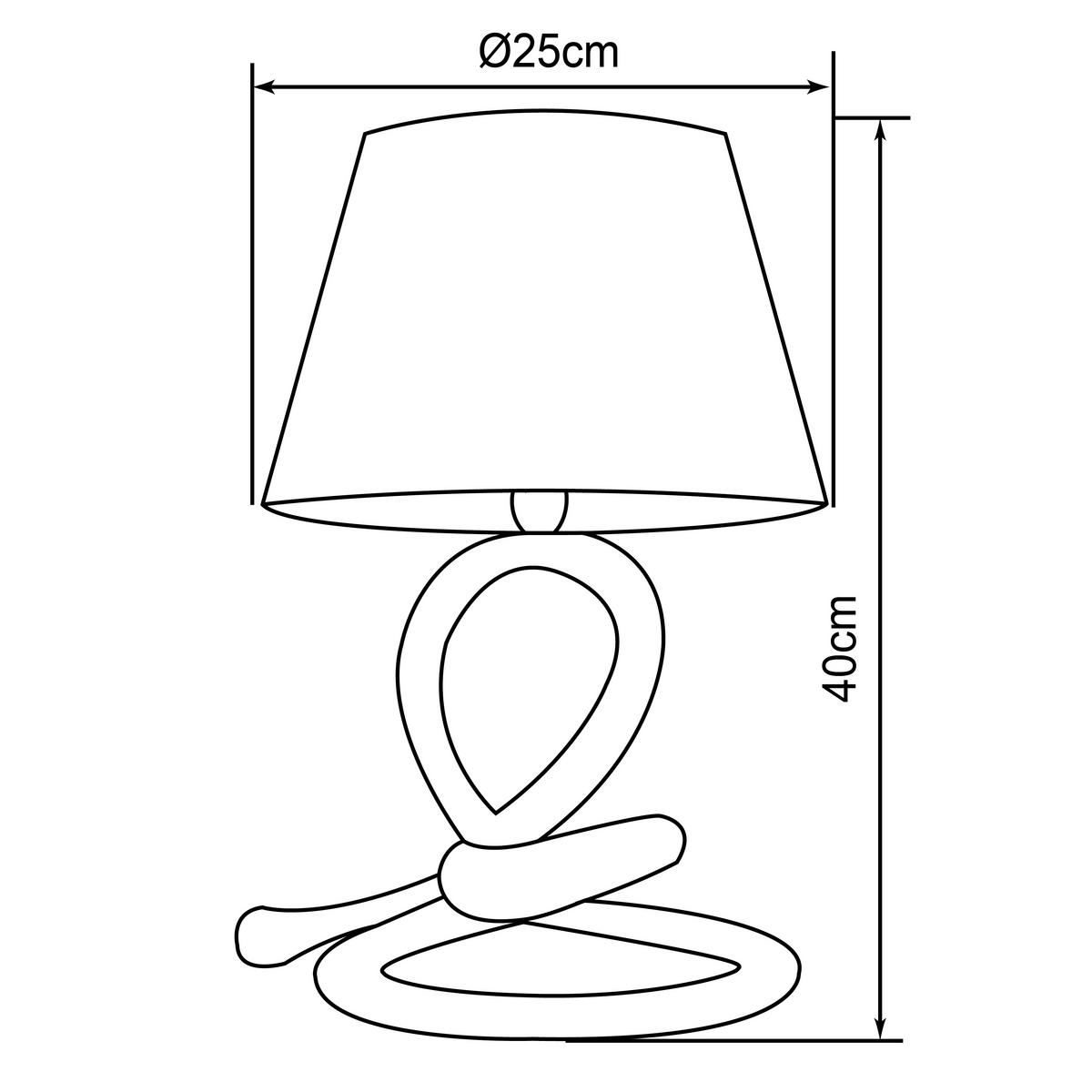 STOLNÍ LAMPA, E27, 25/40 cm  - bílá/přírodní barvy, Natur, textil (25/40cm)