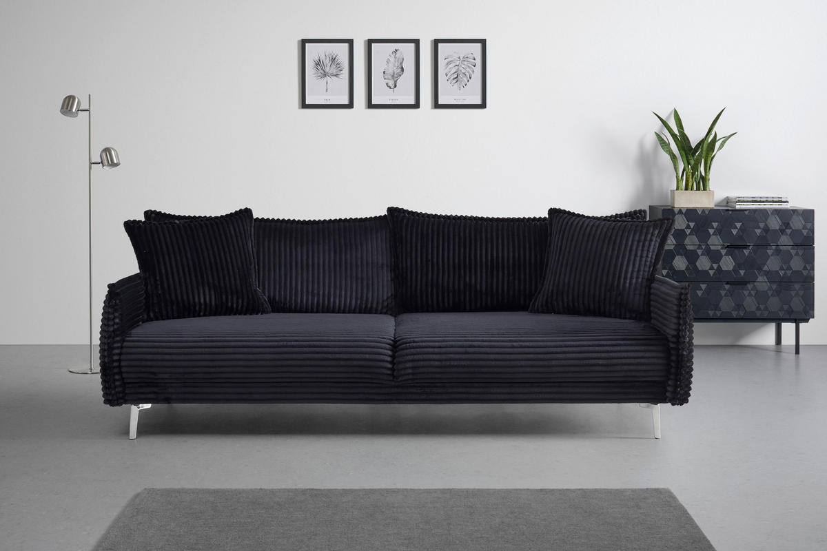 BIG SOFFA i svart  - kromfärg/svart, Modern, metall/trä (241/90/117cm) - Carryhome
