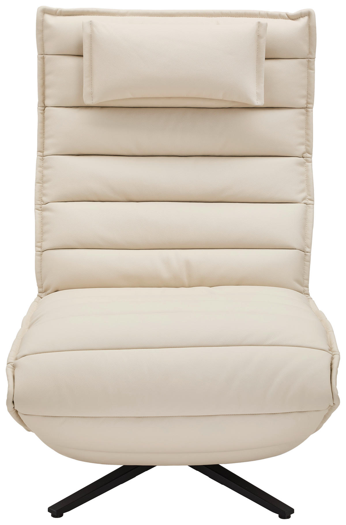 RELAXSESSEL Lederlook Echtleder Relaxfunktion, Fußteilverstellung, Nackenkissen    - Beige/Schwarz, Design, Leder/Textil (68/108/84cm) - Stylife