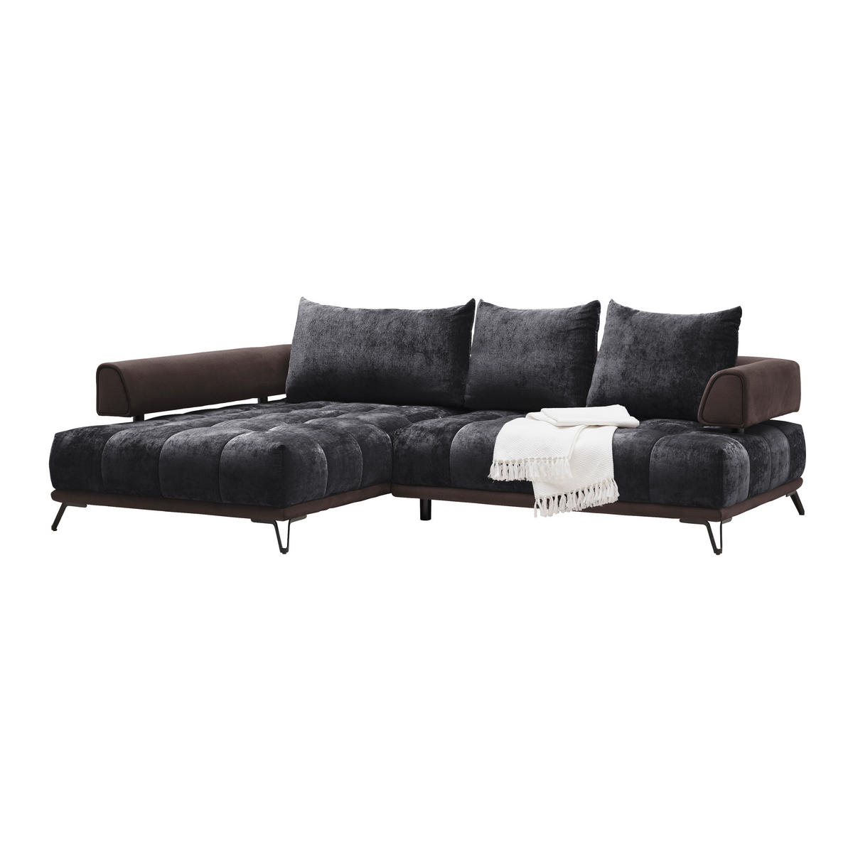 HÖRNSOFFA i antracit  - svart/antracit, Modern, metall/textil (184/262cm) - MID.YOU