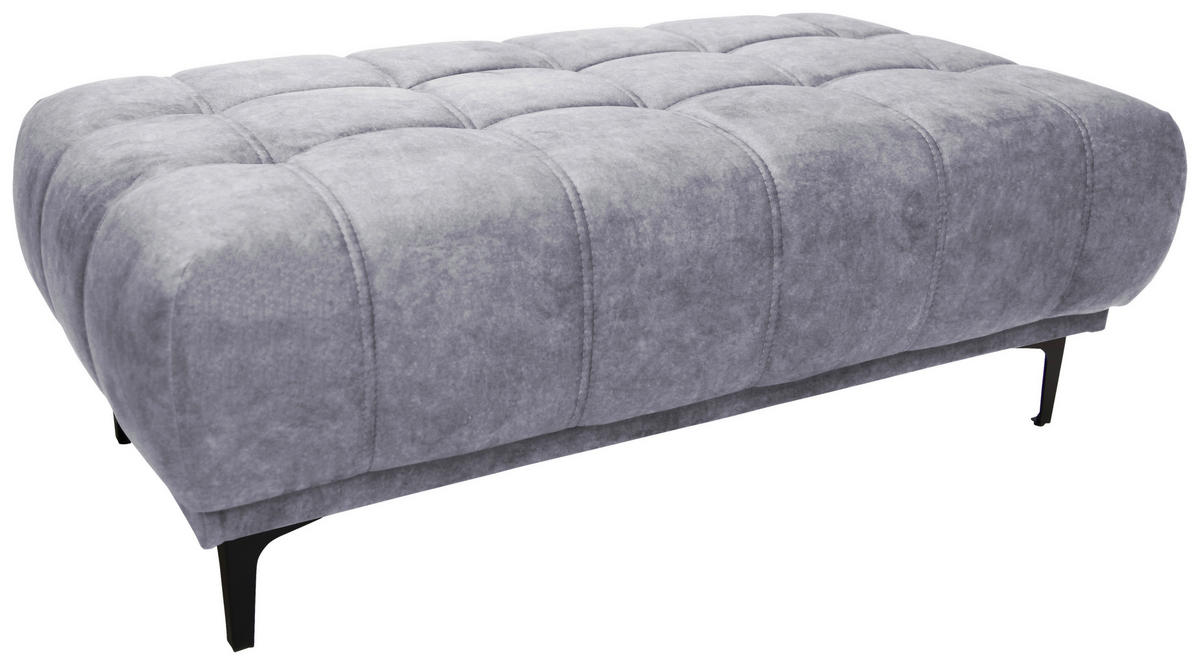 HOCKER Velours Hellgrau  - Hellgrau/Schwarz, Design, Textil/Metall (131/47/71cm) - Stylife