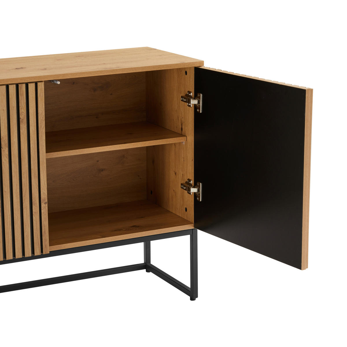 SIDEBOARD Bueno  in 160/80/40 cm  - Schwarz/Eiche Artisan, MODERN, Holzwerkstoff/Metall (160/80/40cm) - Xora