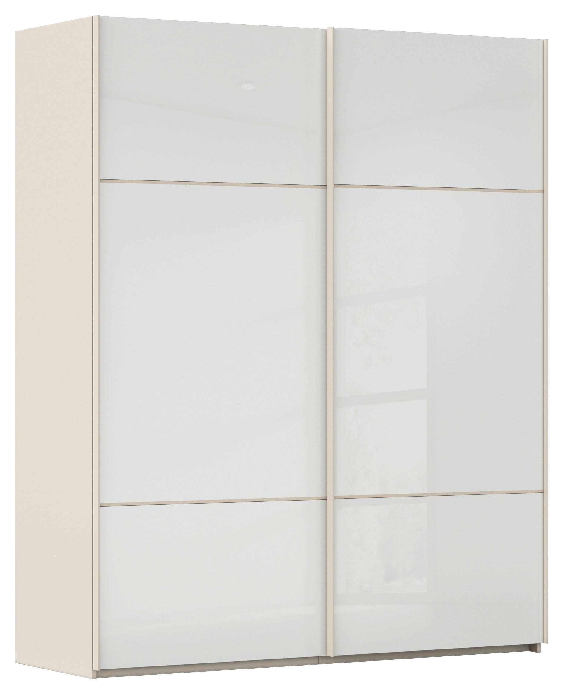 SCHWEBETÜRENSCHRANK  in Weiß, Champagner  - Champagner/Weiß, KONVENTIONELL, Glas/Holzwerkstoff (201/223/67cm) - Novel