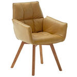 ARMLEHNSTUHL  in Echtleder naturbelassen  - Wildeiche/Currygelb, KONVENTIONELL, Leder/Holz (61/87/63cm) - Linea Natura