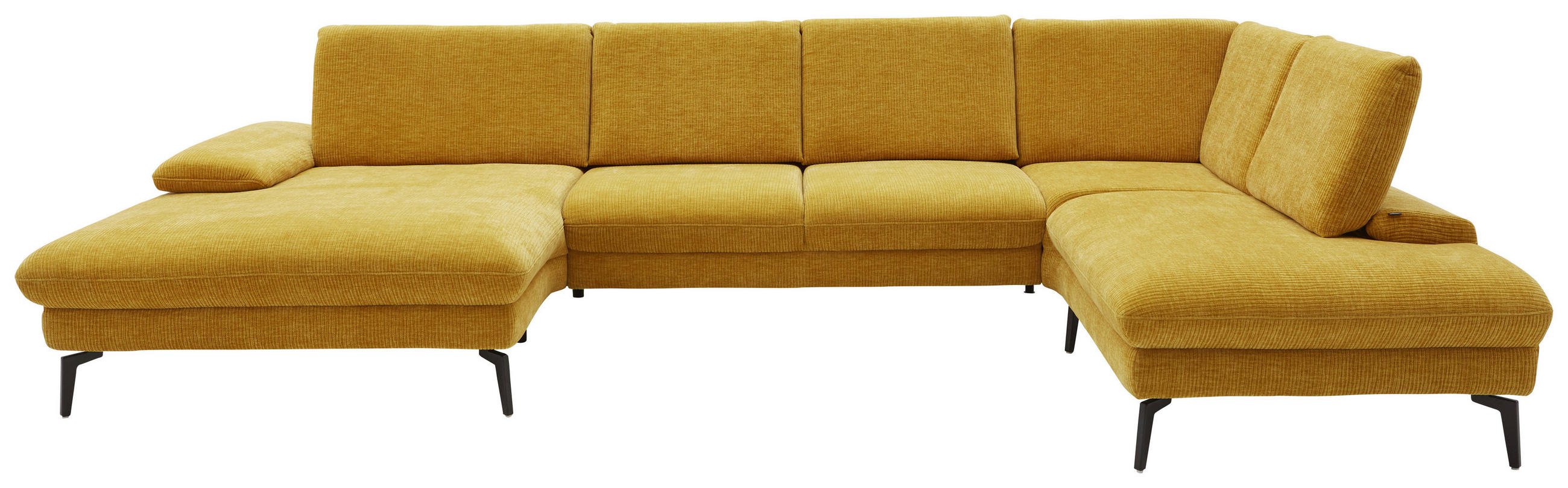 WOHNLANDSCHAFT Currygelb Webstoff  - Currygelb/Schwarz, Design, Textil/Metall (157/354/208cm) - Dieter Knoll