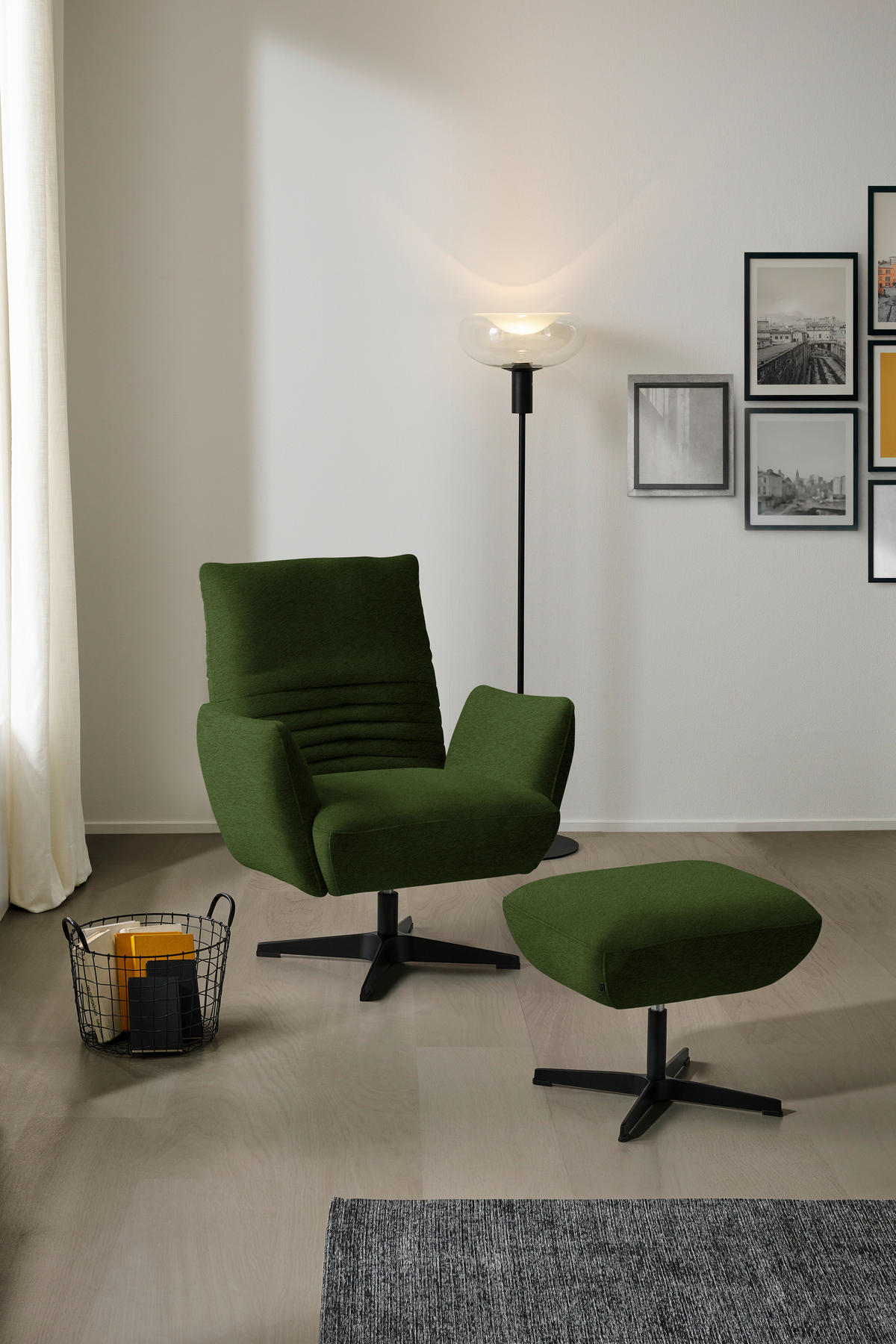 SESSEL in Teddystoff Dunkelgrün  - Dunkelgrün/Schwarz, Design, Textil/Metall (60/94/86cm) - Dieter Knoll