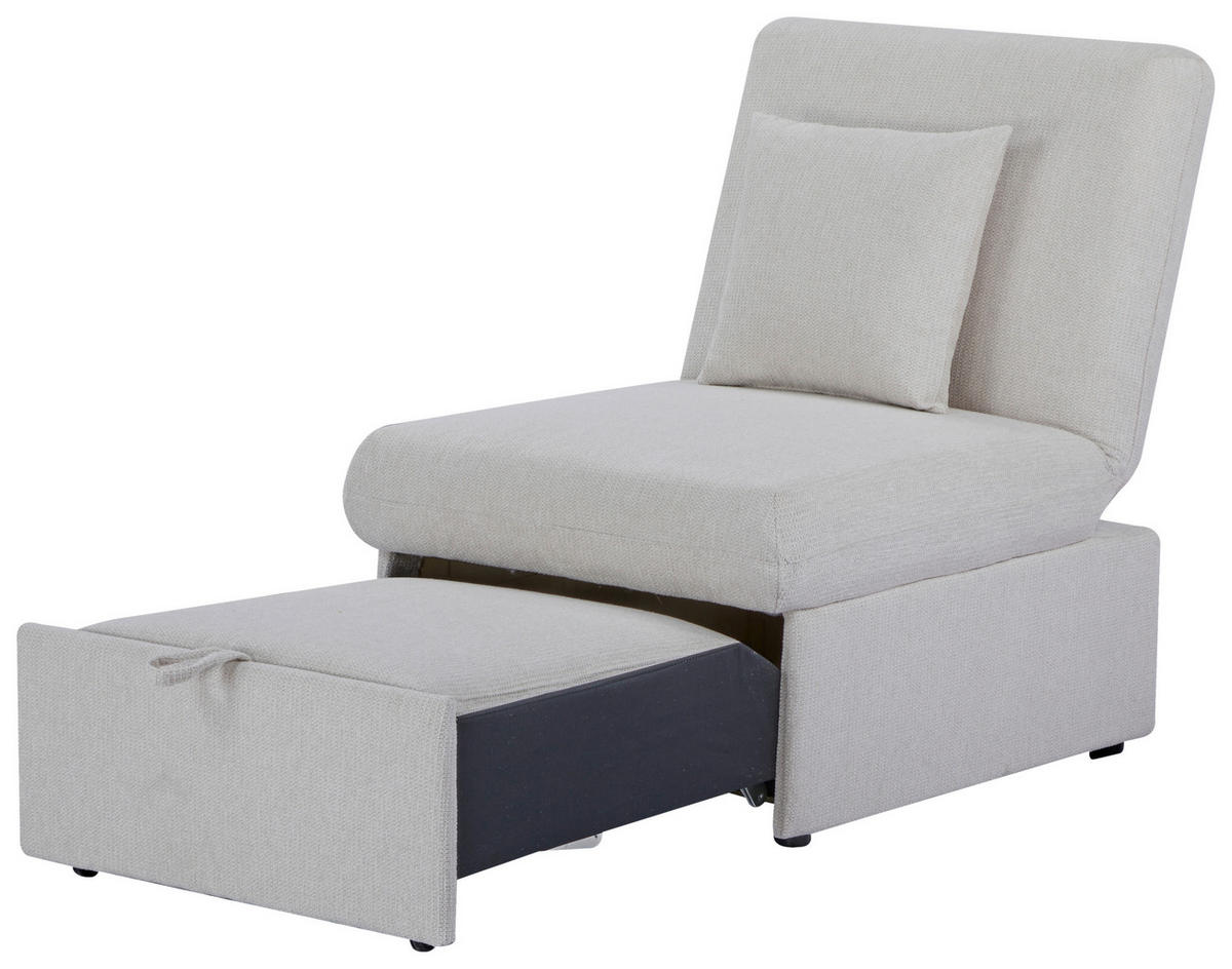 SCHLAFSESSEL in Samt Beige  - Beige/Schwarz, Design, Holz/Kunststoff (70/95/97cm) - Livetastic