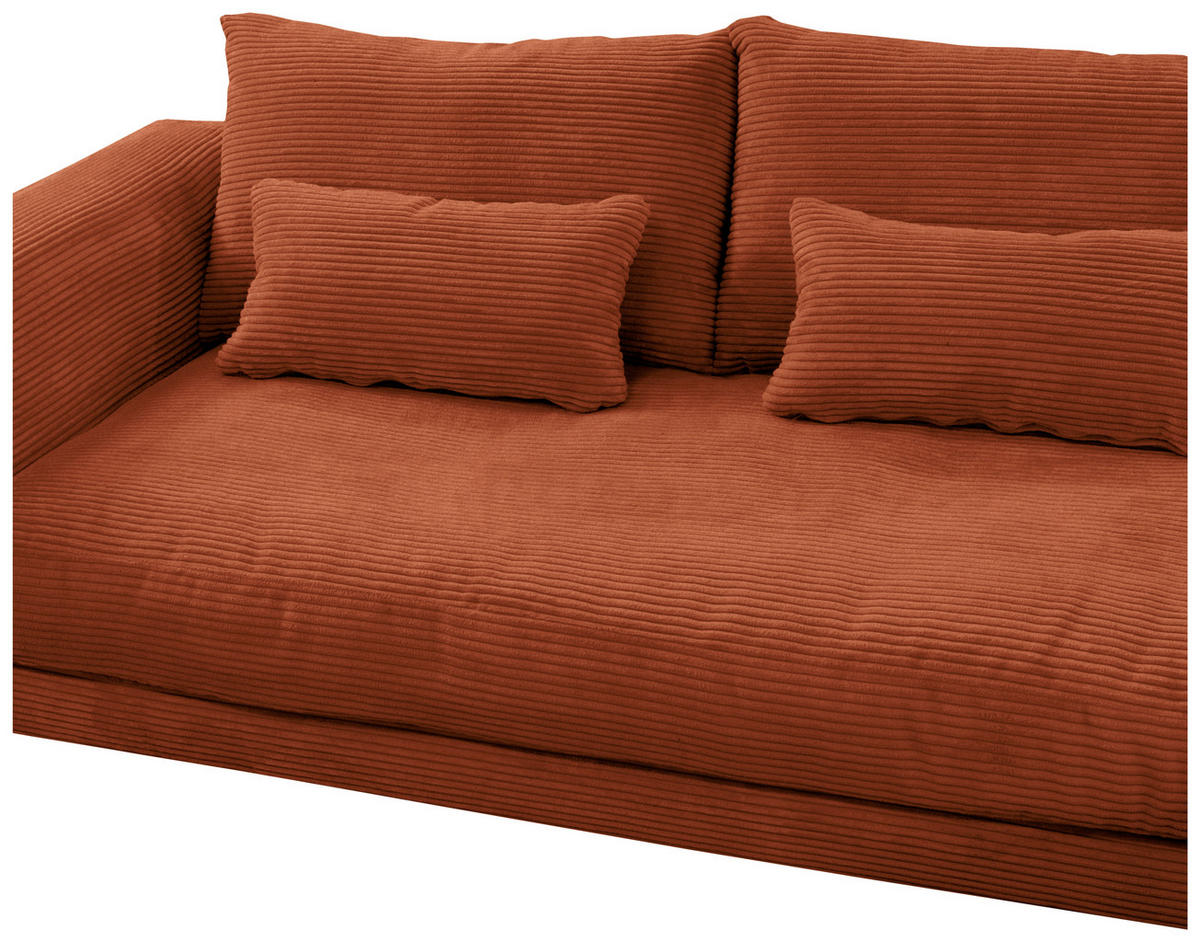 ECKSOFA in Cord Kupferfarben  - Schwarz/Kupferfarben, Design, Textil/Metall (313/172cm) - Livetastic