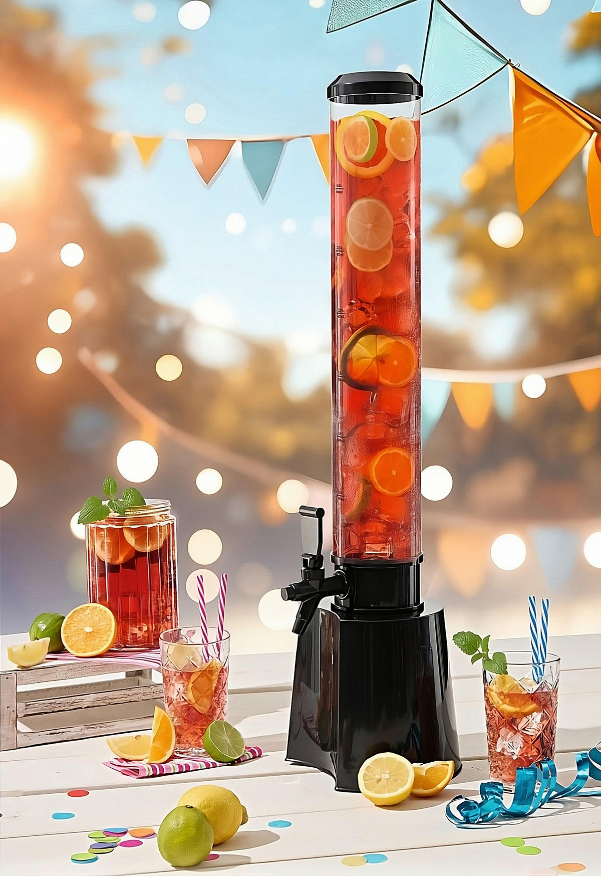 GETRÄNKESPENDER - Transparent/Schwarz, Basics, Kunststoff (20/18/76cm) - EASYMAXX