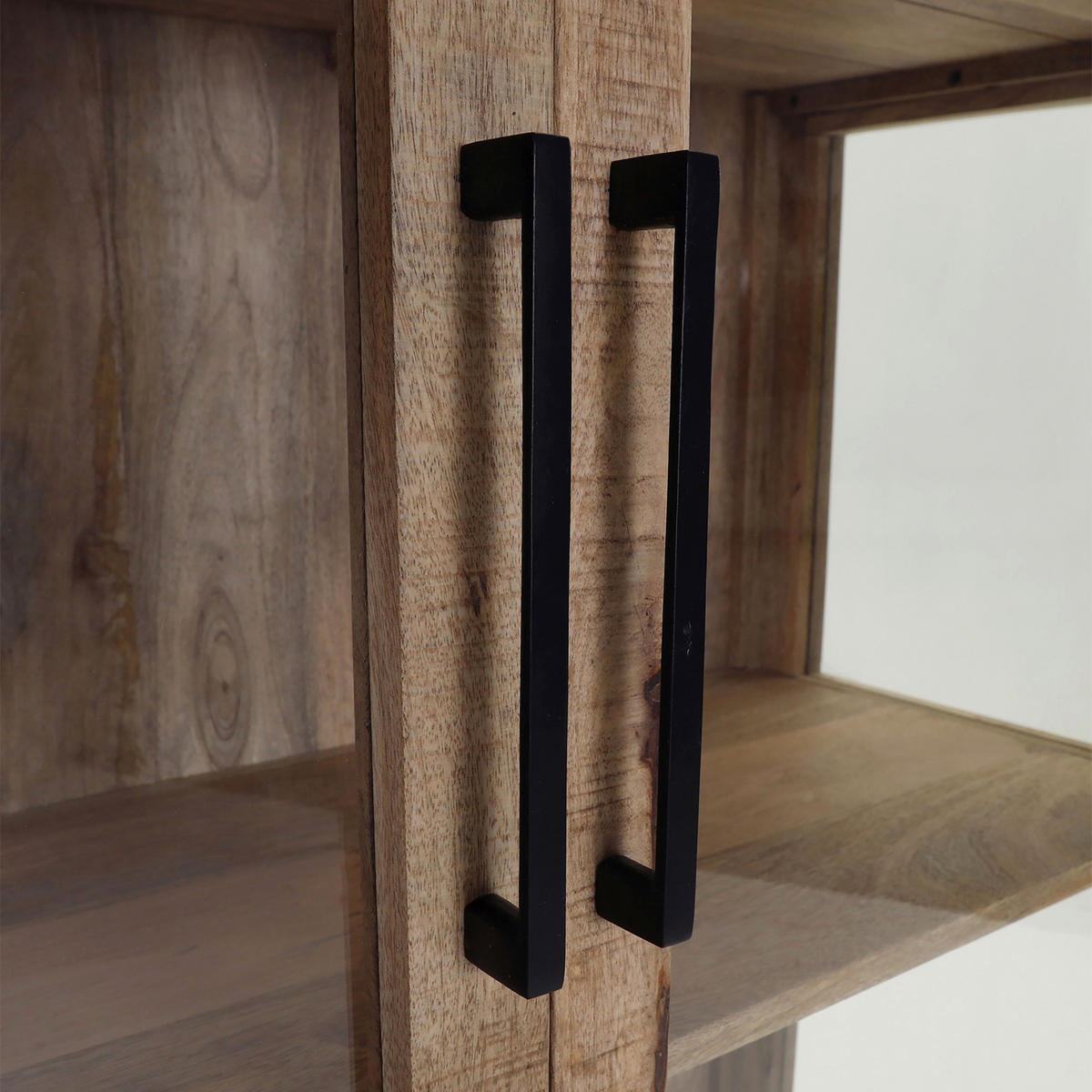 VITRINE  in massiv Mangoholz Naturfarben, Schwarz  - Schwarz/Naturfarben, Design, Glas/Holz (100/178/40cm) - Landscape