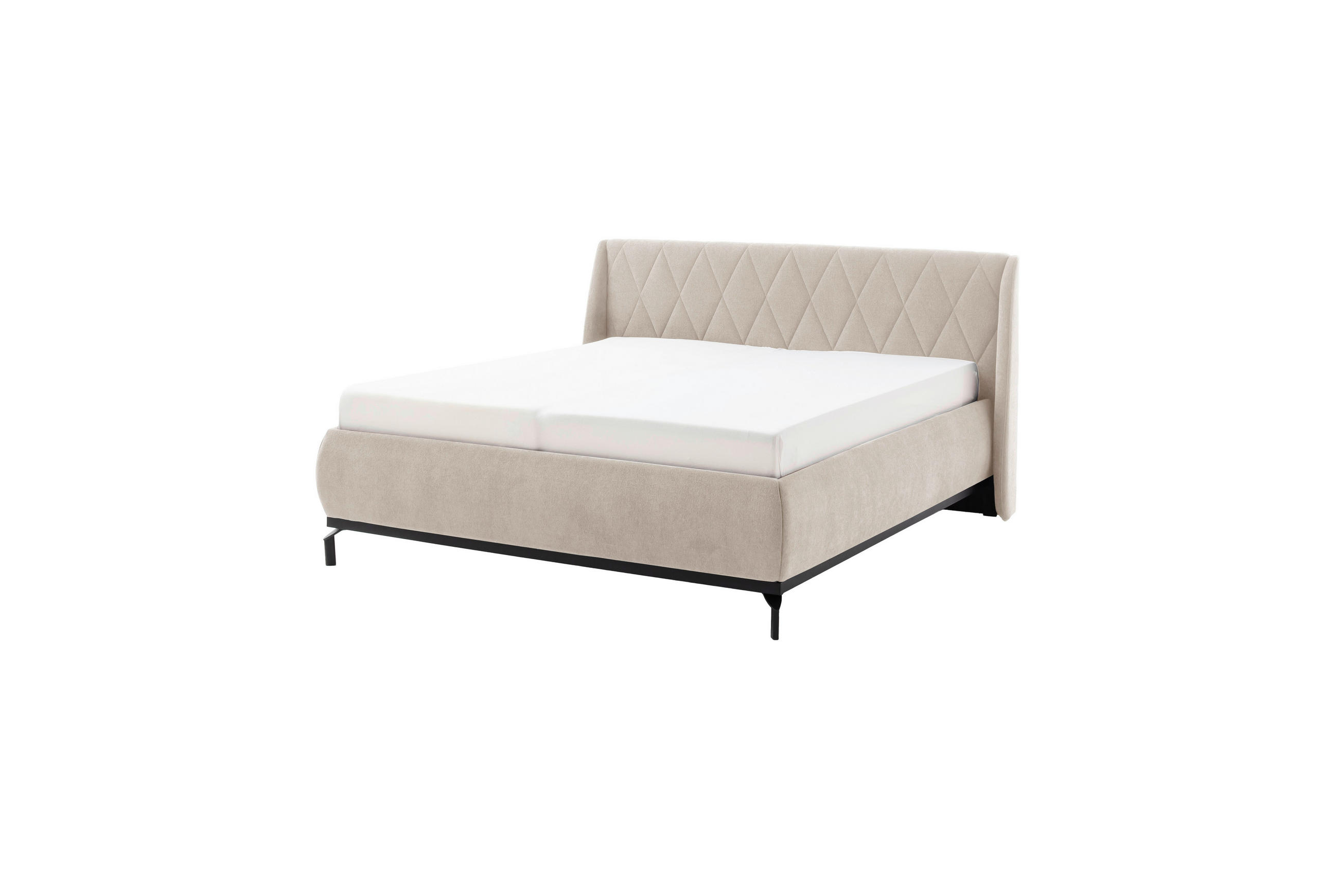 PAT TAPIțAT 180/200 cm  in bej  - bej/negru, Modern, metal/textil (180/200cm) - MID.YOU