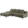 ECKSOFA in Chenille Olivgrün  - Schwarz/Olivgrün, MODERN, Textil/Metall (182/290cm) - Hom`in