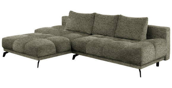 ECKSOFA in Chenille Olivgrün  - Schwarz/Olivgrün, MODERN, Textil/Metall (182/290cm) - Hom`in