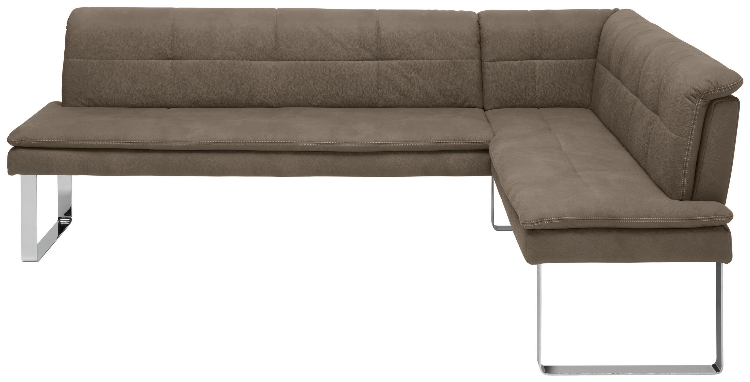 ECKBANK in Metall, Textil Grau, Chromfarben  - Chromfarben/Beige, Design, Textil/Metall (213/154cm) - Novel