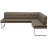 ECKBANK in Metall, Textil Grau, Chromfarben  - Chromfarben/Beige, Design, Textil/Metall (213/174cm) - Novel