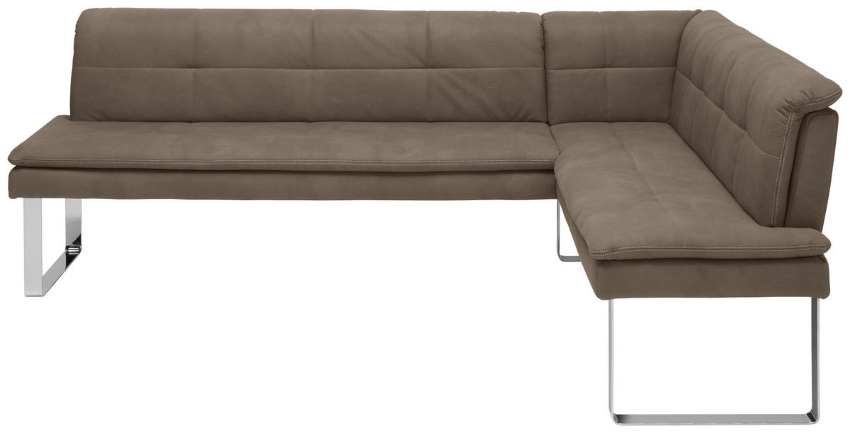 ECKBANK in Metall, Textil Grau, Chromfarben  - Chromfarben/Beige, Design, Textil/Metall (213/174cm) - Novel