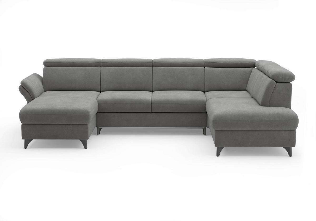 WOHNLANDSCHAFT Flachgewebe Grau  - Schwarz/Grau, Konventionell, Textil/Metall (166/321/193cm) - Sit & More