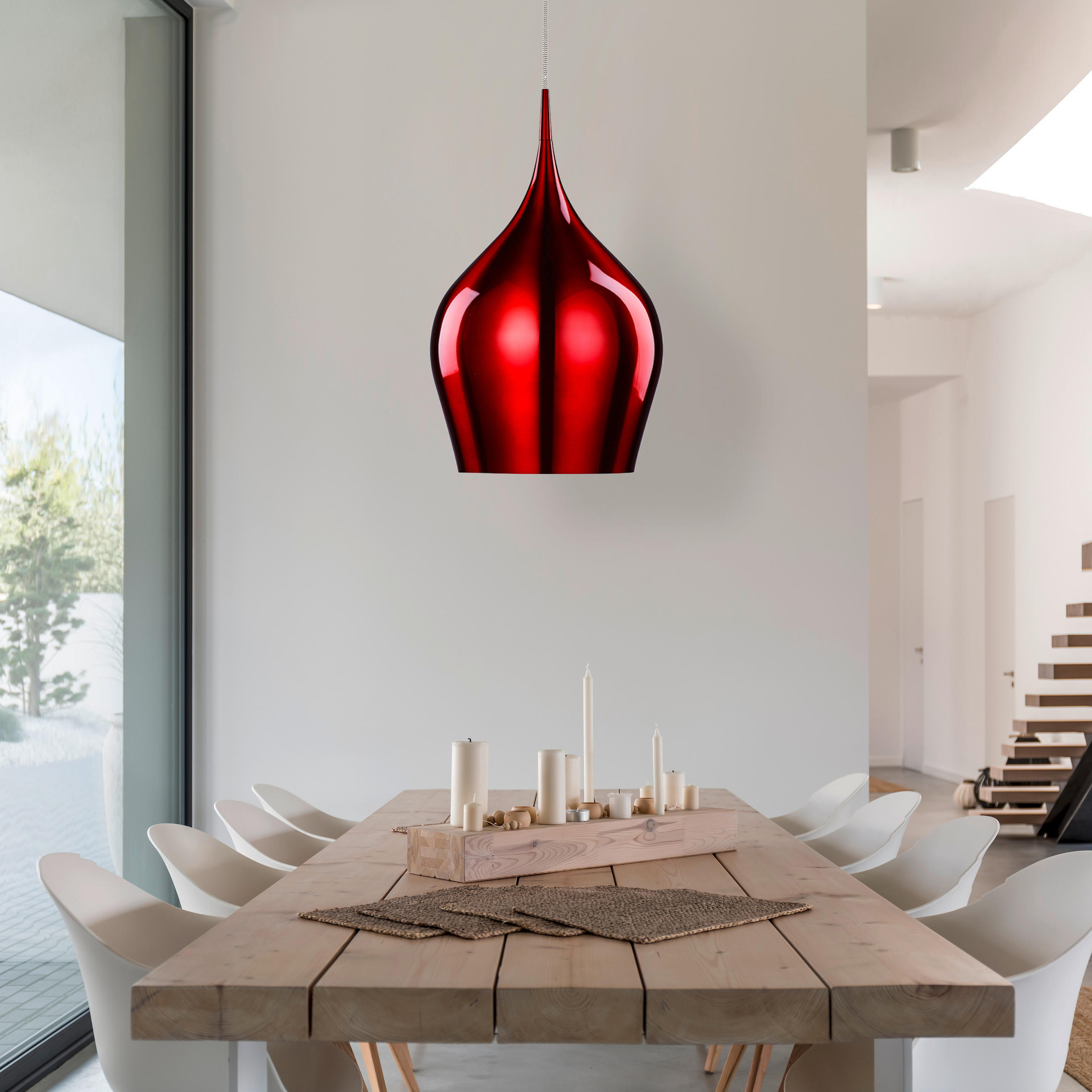 PENDELLAMPA Vibrant 26/160 cm  - vinröd, Design, metall (26/160cm)