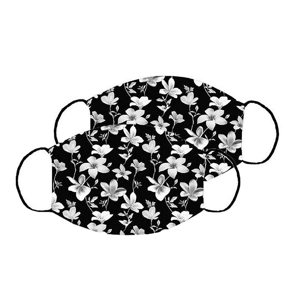 Mund-Nasen-Maske, 2er Set  - Weiss/Schwarz, Basics, Textil (13/25cm)