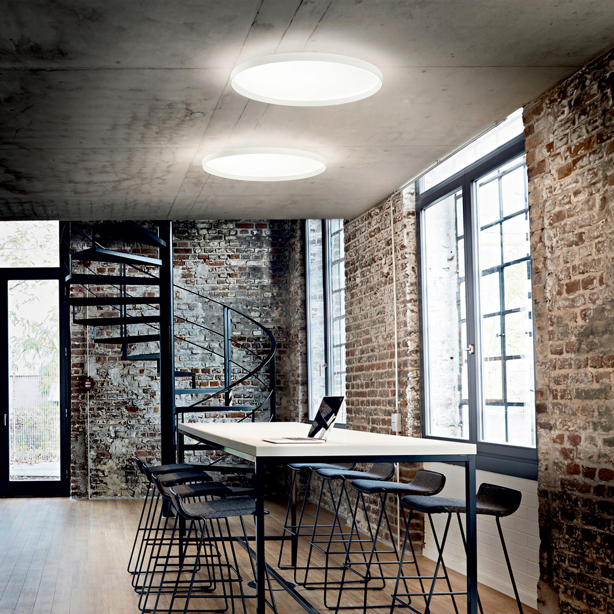 LED-DECKENLEUCHTE Bianco 45/7,8 cm   - Weiß, Basics, Kunststoff/Metall (45/7,8cm) - Ideal Lux