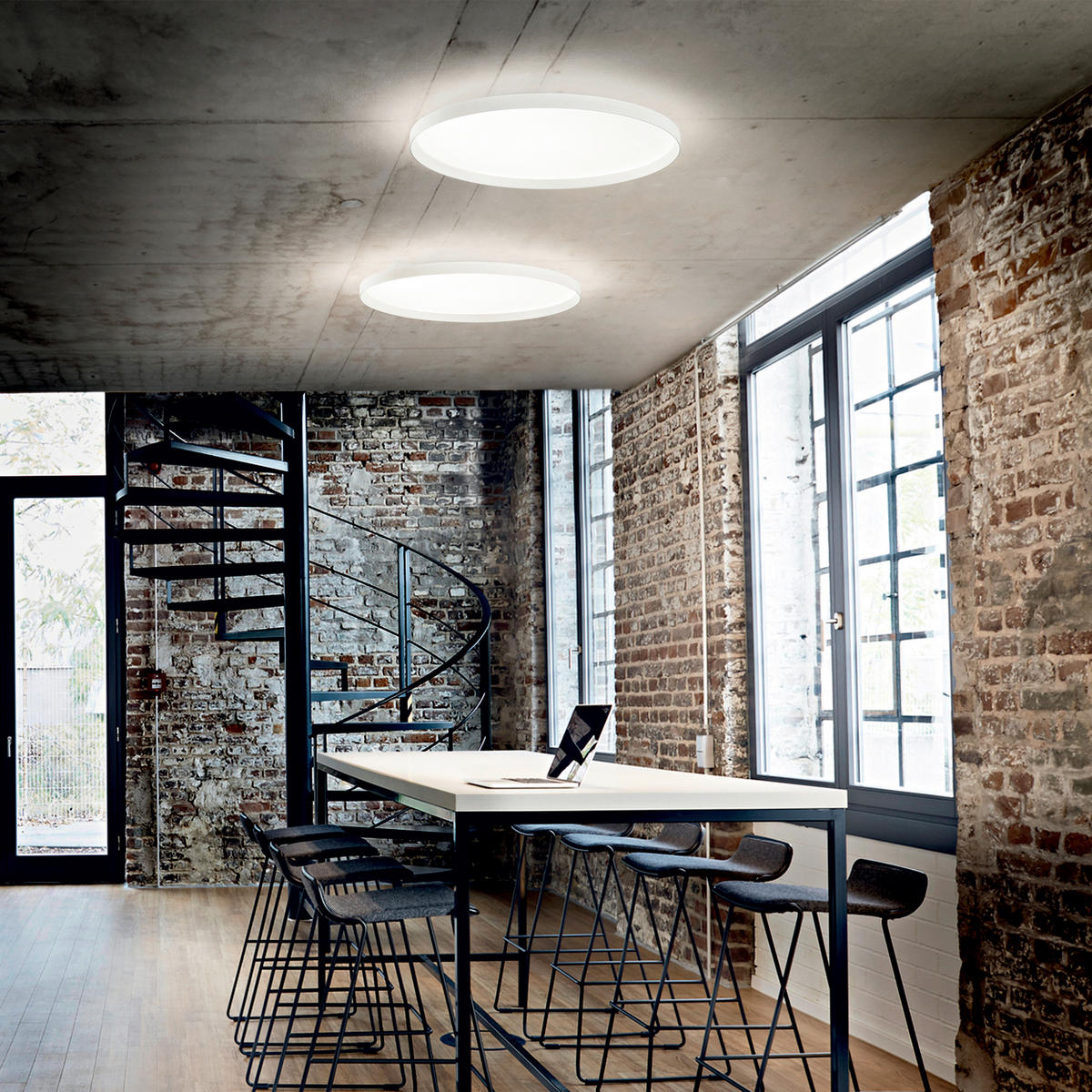 LED-DECKENLEUCHTE Bianco 45/7,8 cm   - Weiß, Basics, Kunststoff/Metall (45/7,8cm) - Ideal Lux