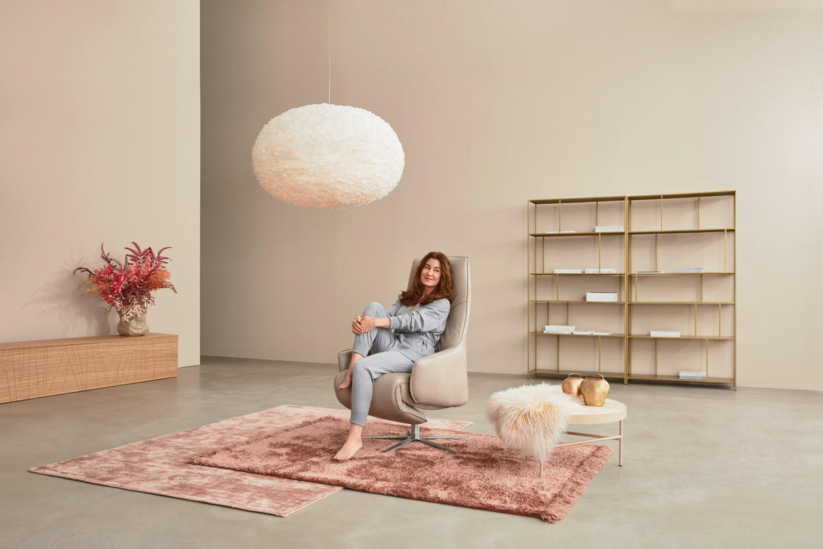 RELAXSESSEL Echtleder Relaxfunktion, Fußteilverstellung    - Edelstahlfarben/Creme, Design, Leder/Metall (70/120/88cm) - Himolla