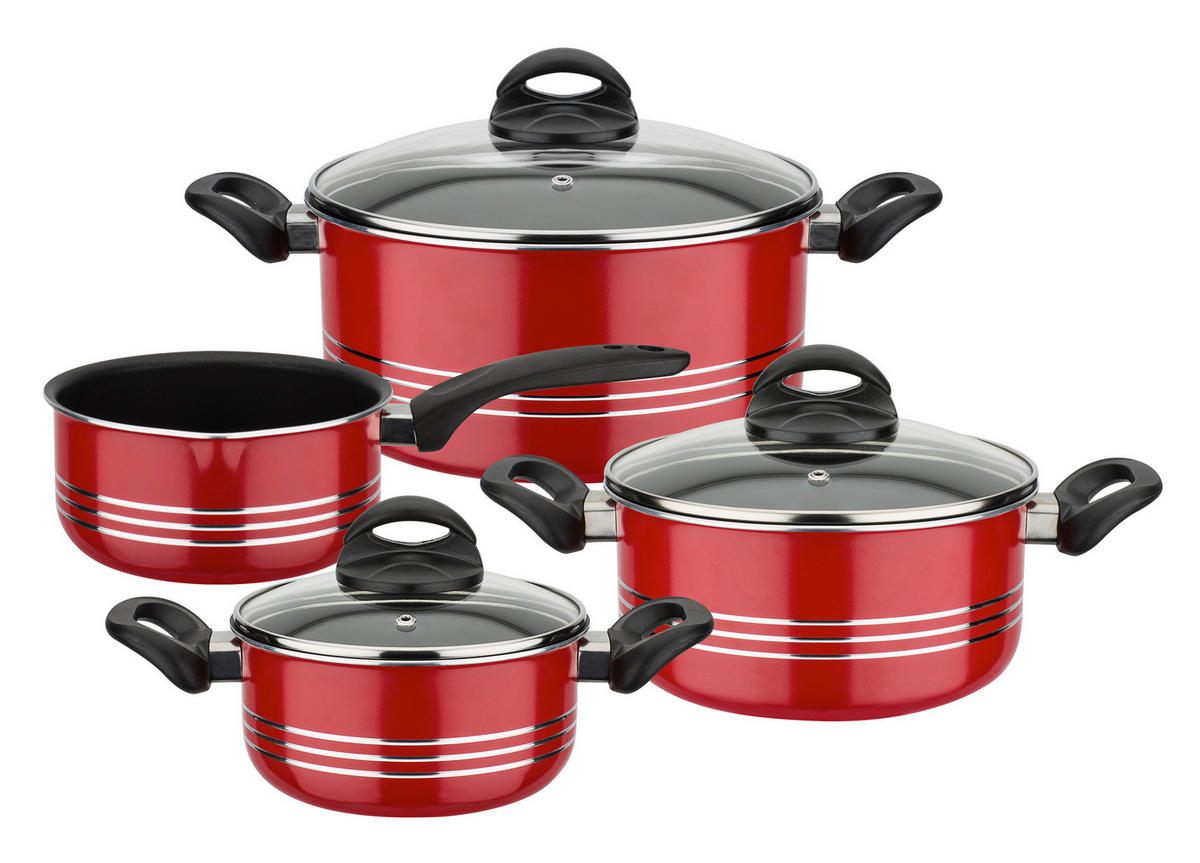 KOCHTOPFSET MILANO color 4-teilig  - Rot, Basics, Metall - GSW
