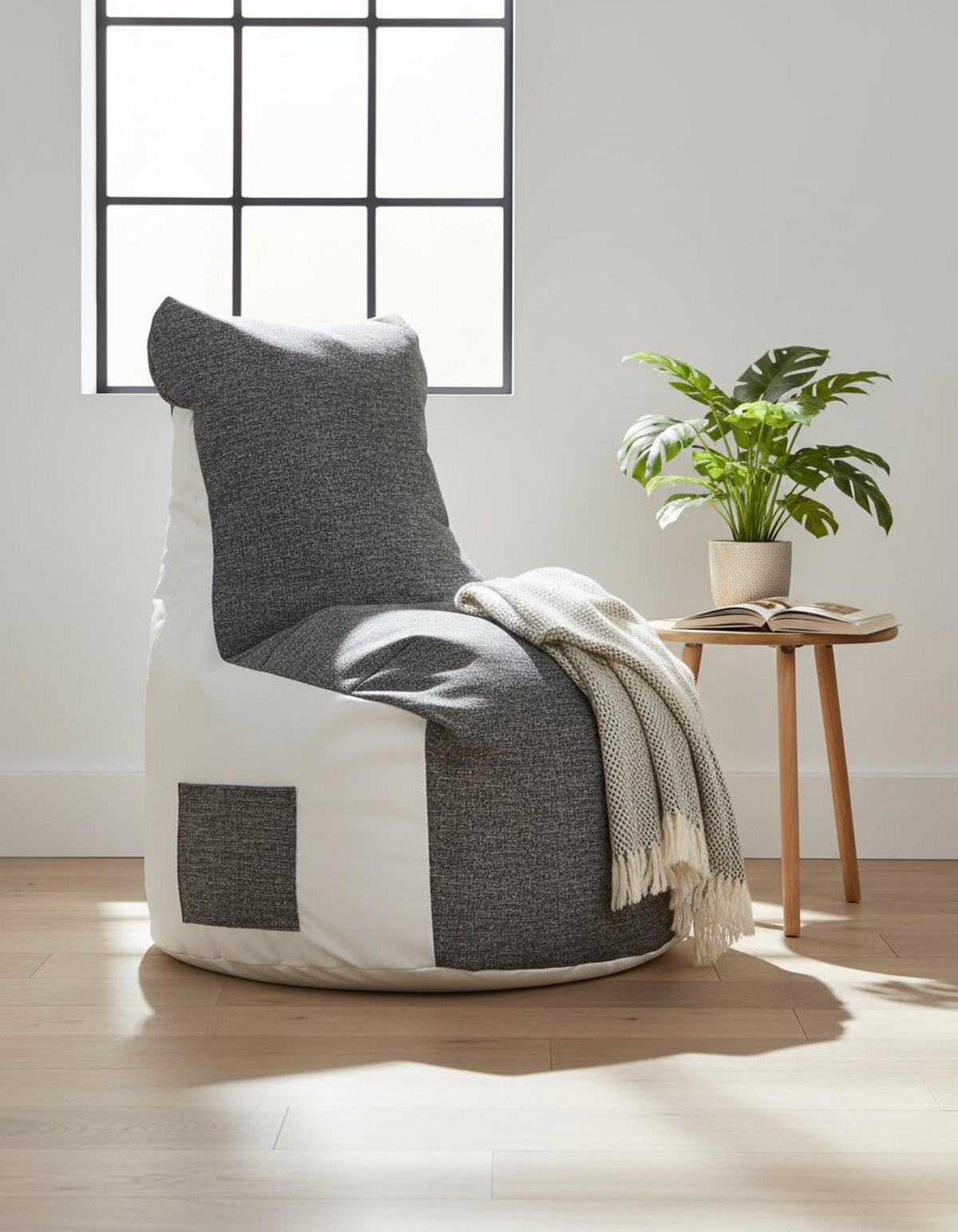 VREĆA ZA SEDENJE 85/100/85 cm   - siva/bela, Dizajnerski, tekstil (85/100/85cm) - Xora