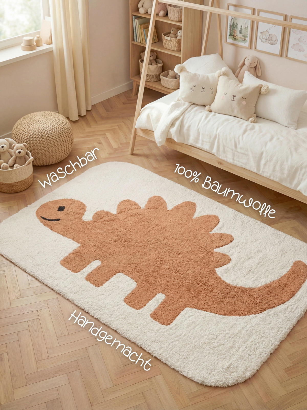 KINDERTEPPICH 200/140 cm Snuggle Doro Dinosaurier  - Creme/Orange, Basics, Kunststoff/Textil (200/140cm) - Hanse Home