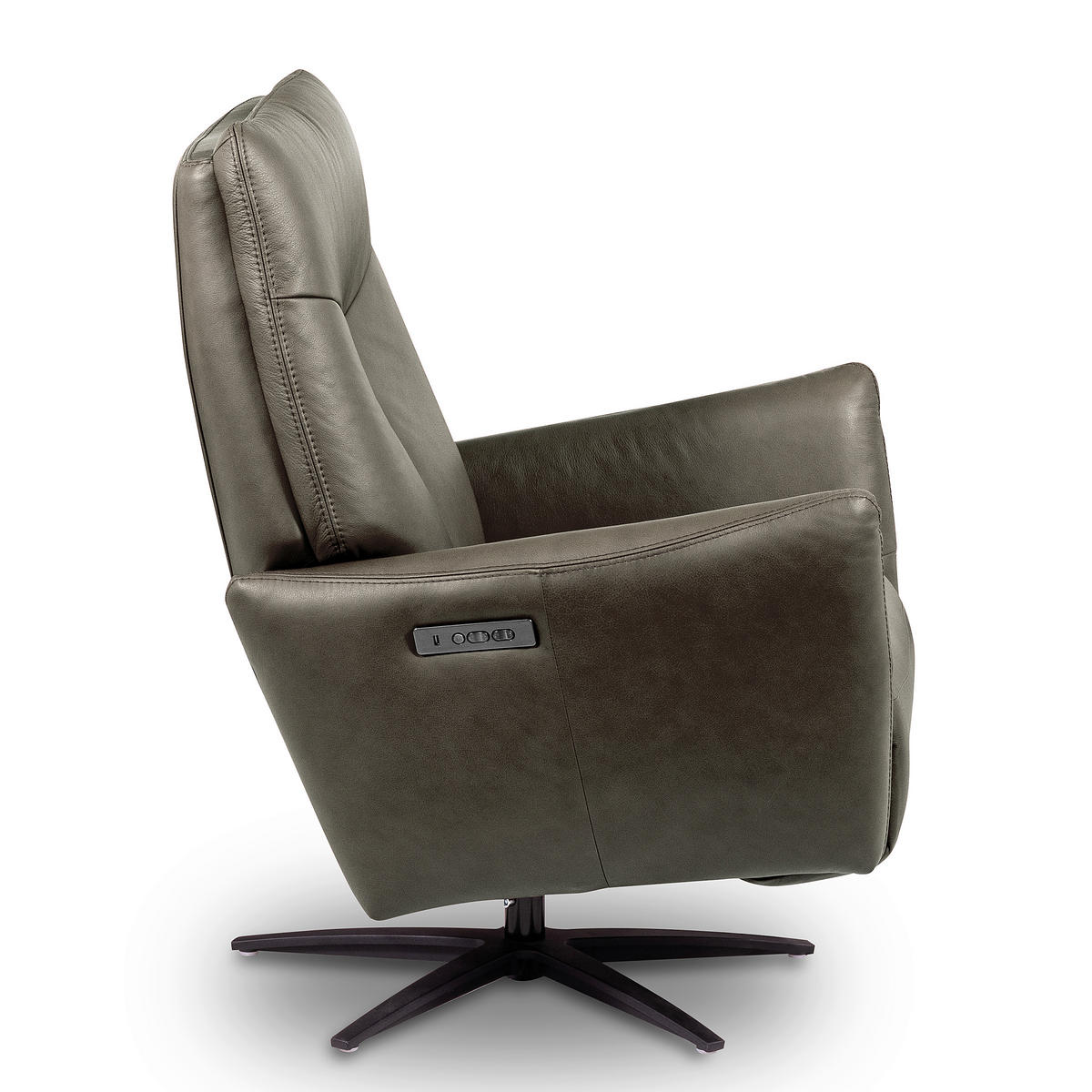 RELAXSESSEL in Leder Grau  - Schwarz/Grau, Design, Leder/Metall (76/107/88cm) - Livetastic