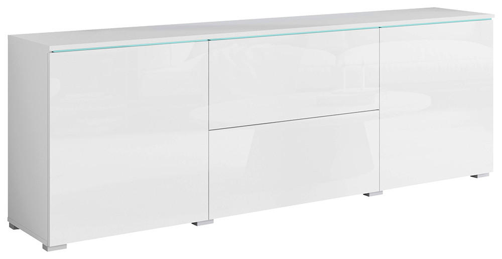 TV-BÄNK Vera  i 180/61,8/34,5 cm  - vit/vit högglans, Trend, trämaterial/plast (180/61,8/34,5cm) - P & B