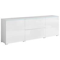 LOWBOARD Vera  in 180/61,8/34,5 cm  - gris/blanc haute brillance, Trend, matière synthétique/matériau de bois (180/61,8/34,5cm) - P & B