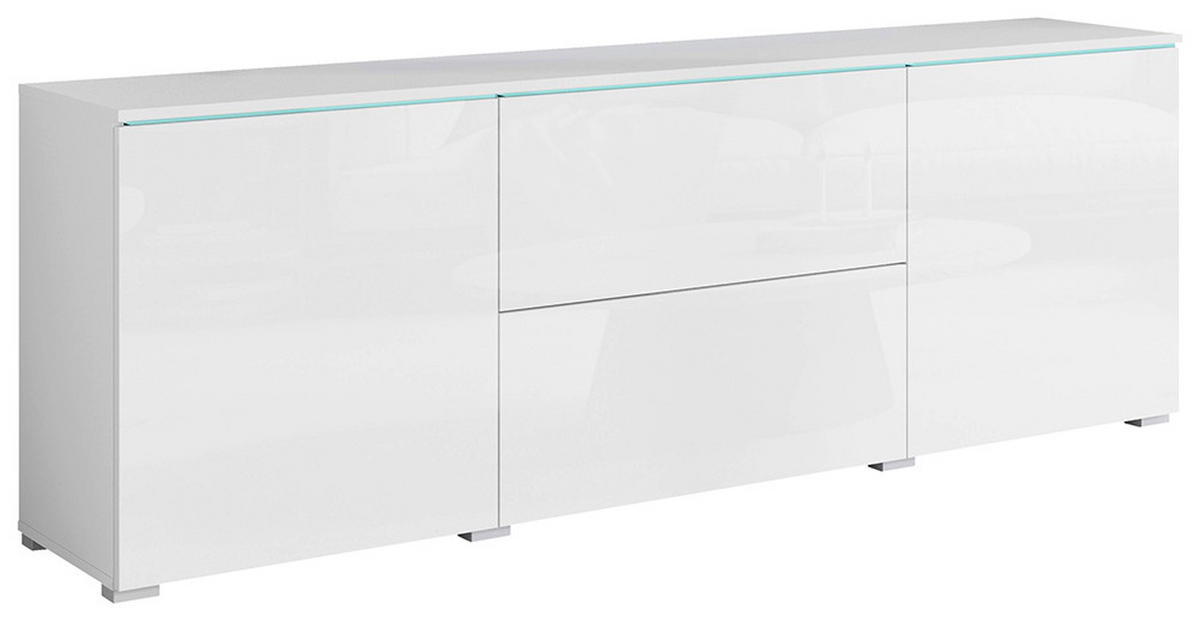 LOWBOARD Vera  in 180/61,8/34,5 cm  - gris/blanc haute brillance, Trend, matière synthétique/matériau de bois (180/61,8/34,5cm) - P & B