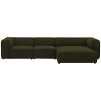 ECKSOFA in Flachgewebe Olivgrün  341/164 cm  - Schwarz/Olivgrün, Design, Kunststoff/Textil (341/164cm) - W.Schillig