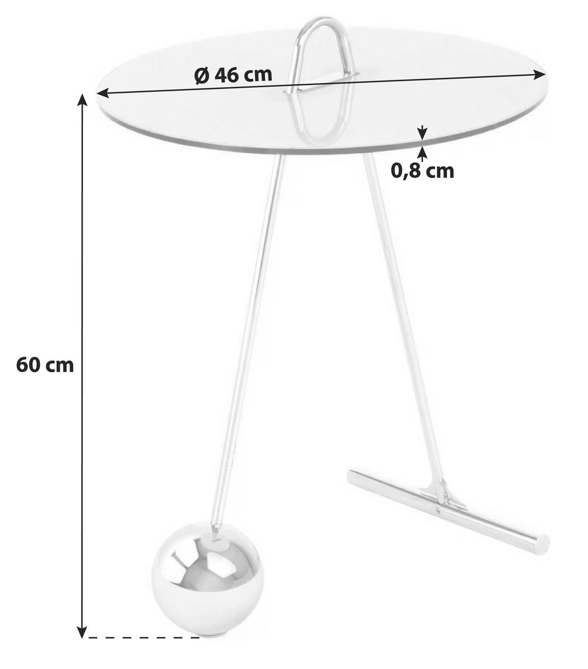 PRÍRUČNÝ STOLÍK, strieborná, biela - biela/strieborná, Basics, kov/sklo (46/46/60cm)
