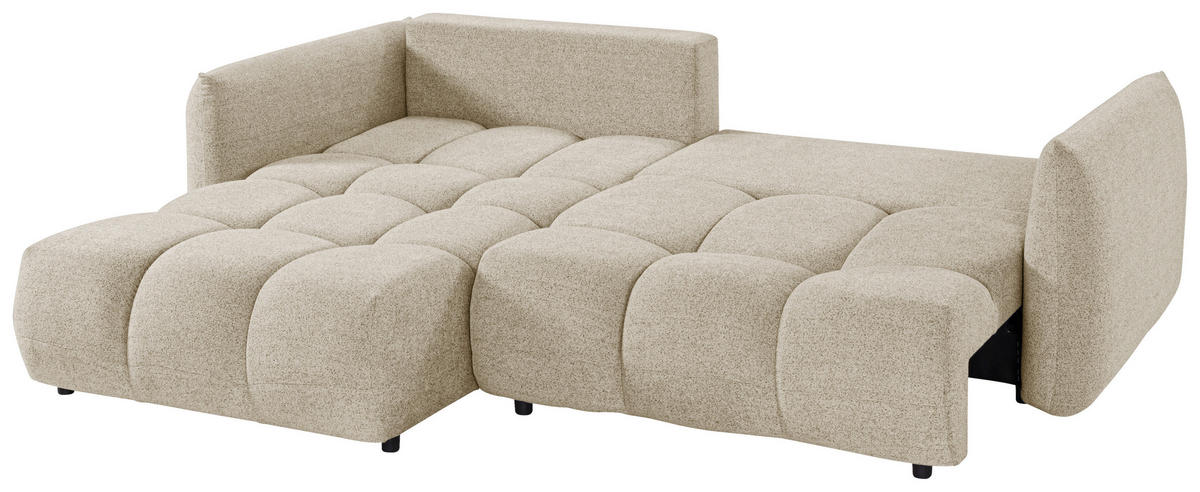 ECKSCHLAFSOFA Flachgewebe Cappuccino  inkl.  - Schwarz/Cappuccino, KONVENTIONELL, Kunststoff/Textil (273/188cm) - Livetastic