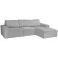ECKSOFA Hellgrau Chenille - Hellgrau/Schwarz, KONVENTIONELL, Kunststoff/Textil (272/168cm) - Carryhome