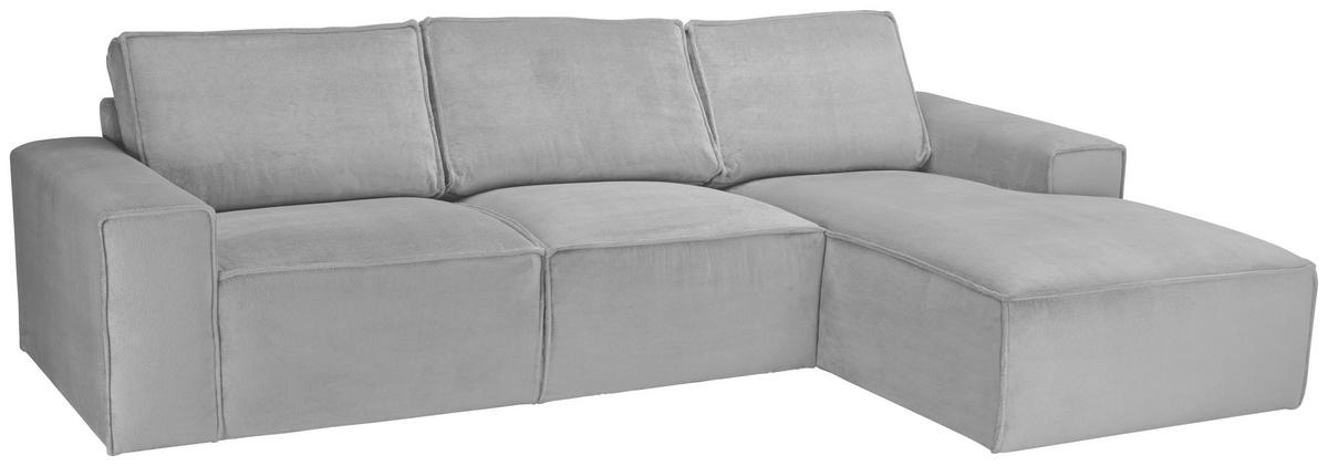 ECKSOFA Hellgrau Chenille  - Hellgrau/Schwarz, KONVENTIONELL, Kunststoff/Textil (272/168cm) - Carryhome