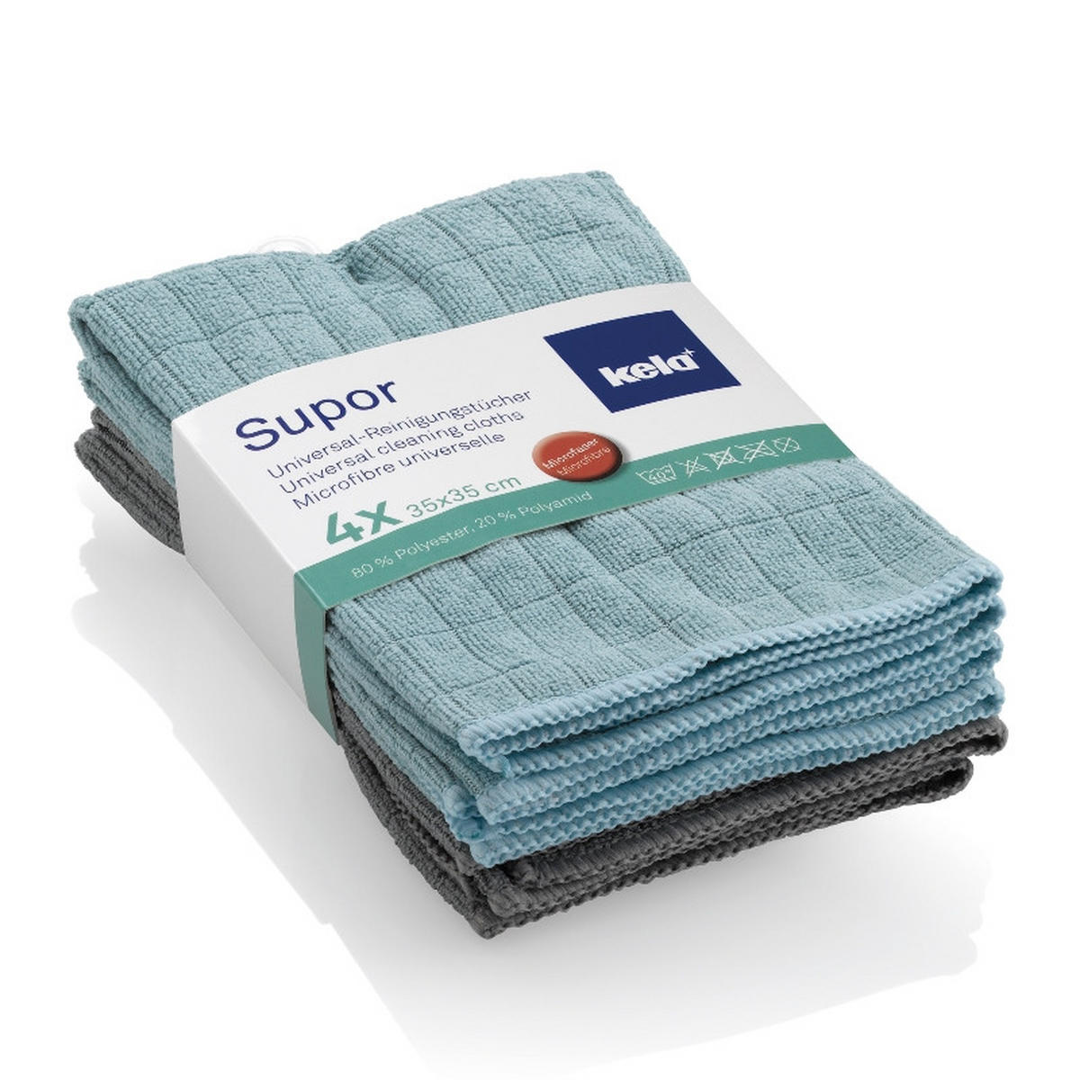 MIKROFASERTUCH - Blau/Anthrazit, Basics, Textil (30/30cm) - Kela